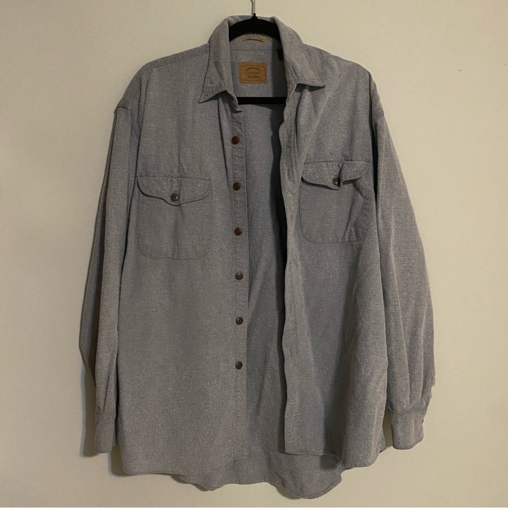 St. John's Bay Gray Lightweight Button Up Shirt Jacket Relaxed Fit